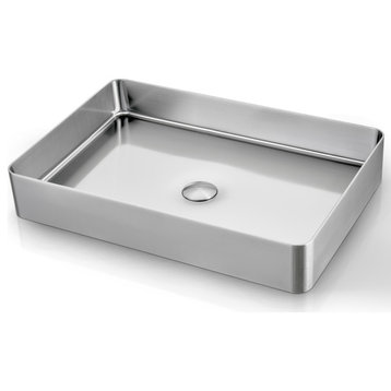 Rectangle Stainless Steel Modern Bathroom Sink, Silver