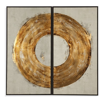 Bassett Mirror Contemporary Ring Of Fire Wall Art With Gold Finish 7300-282EC