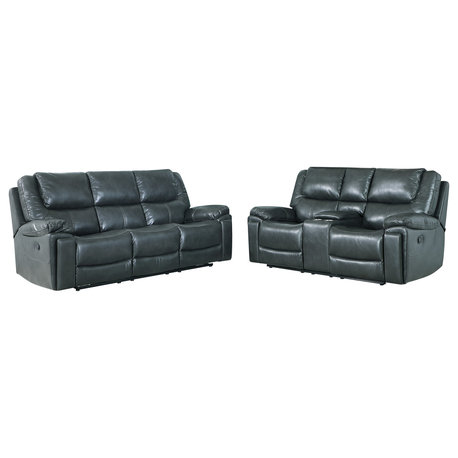 Aiden  2-Piece Leather Air Reclining Sofa with Console Loveseat