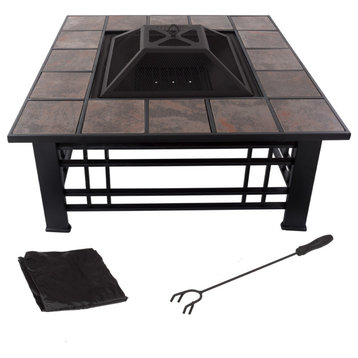 32" Square Tile Firepit by Pure Garden