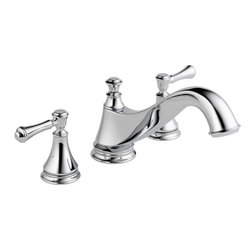 Delta Cassidy 3-Hole Roman Tub Trim - Low Arc Spout - Bathtub Faucets