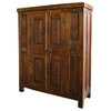 Consigned Antique Cabinet, Rustic Spanish Carved Teak Wood Cabinet