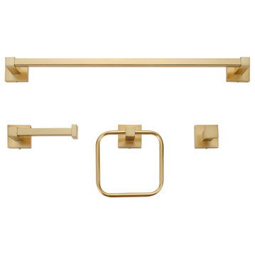 Dakota 4-Piece Matte Brass Bathroom Hardware Accessory Kit