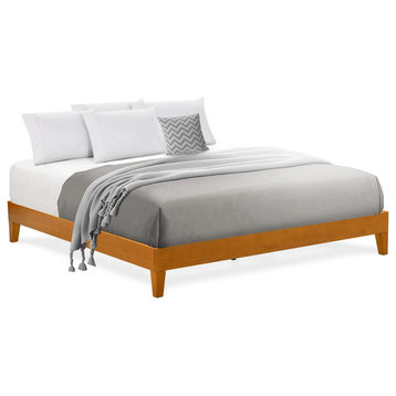 King Size Bed Frame With 4 Hardwood Legs And 2 Extra Center Legs Oak Finish