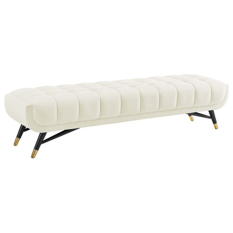 Adept Performance Velvet Accent Bench - Chic Contemporary and Mid-Century Mode