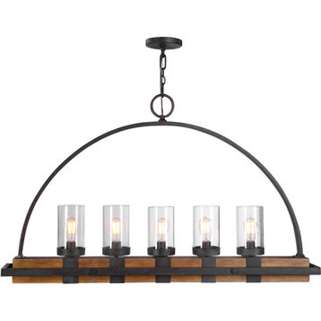 Atwood 5 Light Rustic Linear Chandelier - Natural