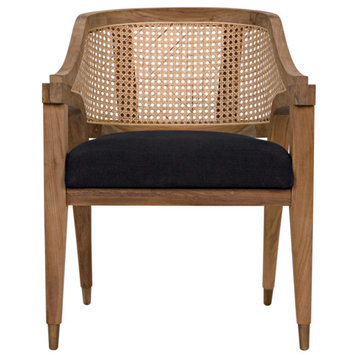 Audi Chair, Teak, Caning, And Black Cotton Set of 2