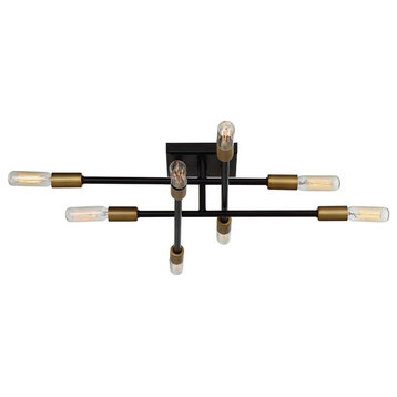 Lyrique 8-Light Ceiling Light in Bronze with Brass Accents