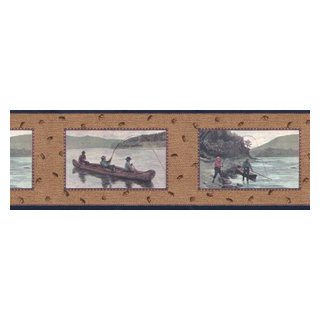 Wallpaper Borders Fishing Wallpaper Border, Prepasted - Rustic