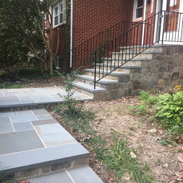 2 Inch Thermal Cut Flagstone Walkway in Silver Spring MD with Iron Railing