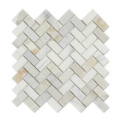 11.75"x11.75" Calacatta Gold Italian Calcutta Marble Honed Herringbone Tile