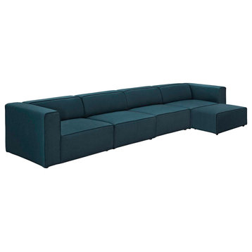 Mingle 5-Piece Upholstered Fabric Sectional Sofa Set, Blue