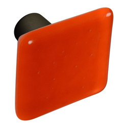 CKP - Art Glass Knob, Orange, Oil-Rubbed Bronze Base - Cabinet And Drawer Knobs