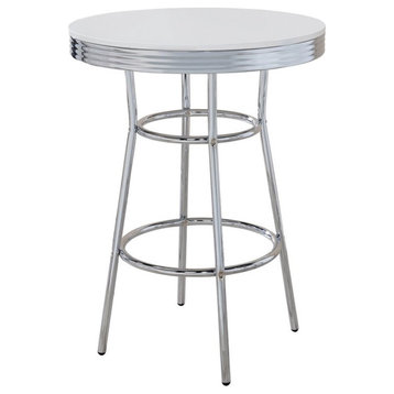 Coaster 30" Round Metal Pub Table with Lacquer Tabletop in White