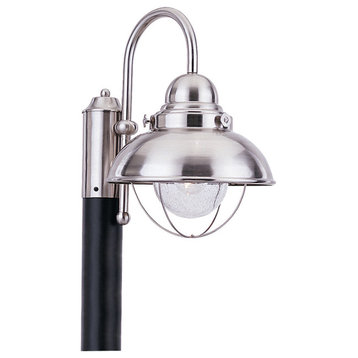 1-Light Outdoor Post Lantern, Brushed Stainless