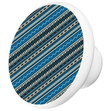 Blue Southwestern Pattern Ceramic Cabinet Drawer Knob