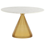 Meridian Furniture - Emery Marble Dining Table, Brushed Gold - Make an impression when you gather around this Emery dining table. This elegant table blurs the lines between modern and contemporary with elements of timelessness, making it a great fit in your dining room. The metal base is made from stainless steel for lasting good looks and has a brushed gold finish for long-wearing beauty. The top features white marble construction for an up-to-the-minute look that's understated yet elegant.