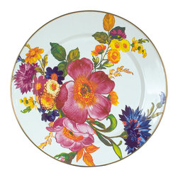 Flower Market Enamel Charger/Plate - White | MacKenzie-Childs - Charger Plates