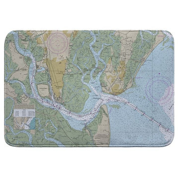 St Simons Sound, GA Nautical Map Bath Mat 24x36