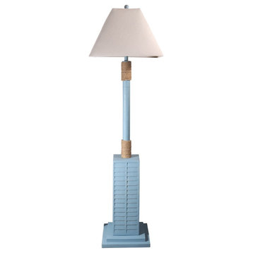 Floor Shutter 63" Polyresin Coastal Floor Lamp Blue, 1pk