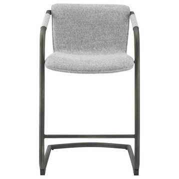 New Pacific Direct Indy 25" Fabric Plywood Counter Stool in Gray (Set of 2)