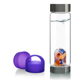 Water Bottle, VitaJuwel ViA Gemwater Bottle, Purple Loop Caps, Ayurveda