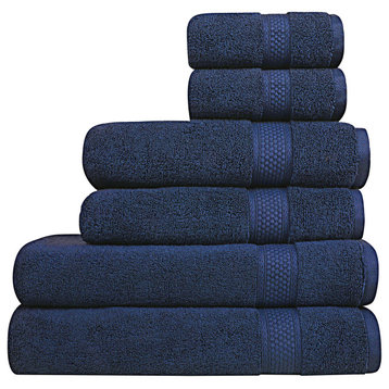 A1HC Bath Towel Set, 100% Ring Spun Cotton, Ultra Soft, Mood Indigo, 6 Piece Towel Set