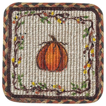 Harvest Pumpkin Wicker Weave Trivet 9"x9"