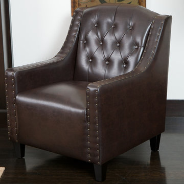 Contemporary Living Space Featuring Brown Leather Chair