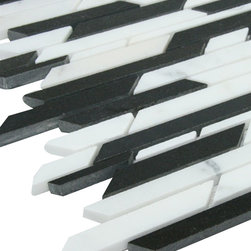 Black and White ZigZag Stone Tile Mosaics - Home Accessories & Decor