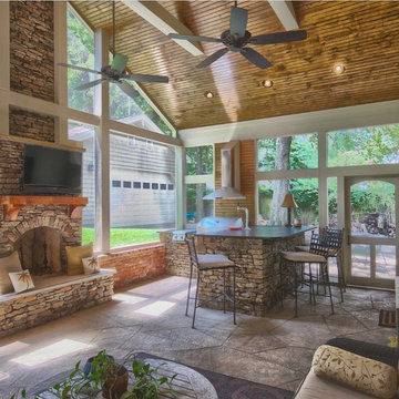 Screened in Porch, Fireplace and Outdoor Kitchen