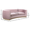 Julian Velvet Upholstered Sofa, Pink, Gold Base