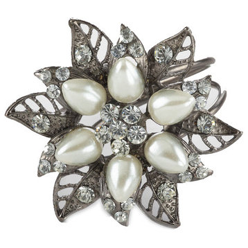 Pearl Bejeweled Design Napkin Rings, Set of 4, Style 1