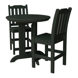 Highwood - Lehigh 3pc Round Counter Height Outdoor Patio Dining Set, Charleston Green - Outdoor Dining Sets