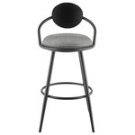 Armen Living - Carnation Swivel Stool With Black Iron Frame and Faux Leather, Vintage Gray, Counter Height - Give a chic and stylish update to any room with the Carnation Swivel Counter or Bar Height Stool in Metal and Faux Leather by Armen Living. Our barstool's bold geometry and minimalistic design create a subtle but striking profile. Its eye-catching circular back and refined hugging profile offer a chic and modern look. This counter stool includes a generously padded foam cushion covered in sumptuous faux leather. Faux leather does not crack easily, and it is stain and water-resistant to offer easy care and maintenance. Elevated by sleek, tapered legs, our barstool serves as a sturdy and attractive seating option anywhere from your kitchen to your home office. It can stylishly pull up to your kitchen island, pub table, home bar, or adjustable desk. This barstool includes a built-in circular footrest to provide an exceptionally comfortable seating experience. The smooth 360-degree swivel function allows you to change direction and follow conversations with optimal precision and convenience. The Carnation Swivel Counter or Bar Height Stool is available in Black Iron with Vintage Gray or Vintage Black Faux Leather to give the perfect upgrade to your home.