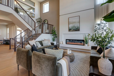 Inspiration for a contemporary living room remodel in Edmonton