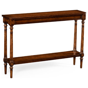 Country Living Style Narrow Walnut Console