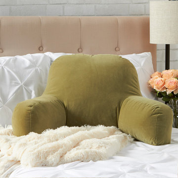 Master Bedroom with Earth Tone Bed Rest Pillow