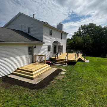Pressure Treated Wood Deck with Cable Rail System