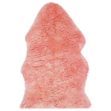 Safavieh Sheep Skin SHS121L 3'x5' Solid Pink Rug