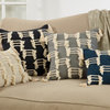 Frayed Design Cotton Throw Pillow Cover, 22"x22", Natural