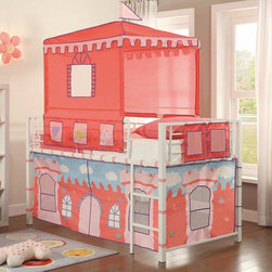 HOMELEGANCE B2027-1 GUINEVERE BRIGHT WHITE METAL TWIN LOFT BED - Loft Beds