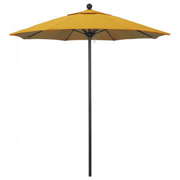 7.5' Patio Umbrella Black Pole Fiberglass Rib Push Lift Olefin, Lemon
