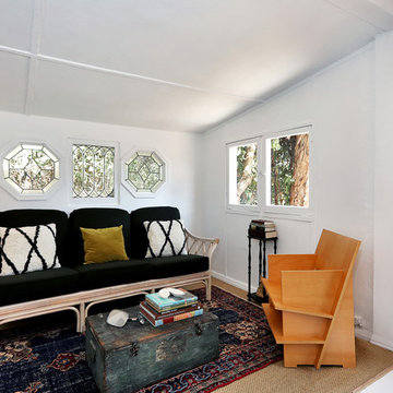 Intimate living room, vintage windows