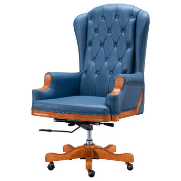 Infinity Blue High-Back Tufted Office Chair