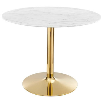 Modway Verne 40" Artificial Marble Dining Table, Gold/White -EEI-4749-GLD-WHI