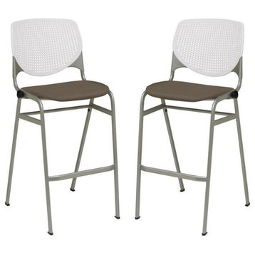 Home Square Stack Barstool in Java Vinyl Upholstered Seat - Set of 2
