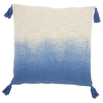 Nourison Home 22"x22" Ombre Tassels Blue Throw Pillows