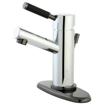 Kingston Single-Handle Bathroom Faucet w/Pop-Up, Chrome/Black Stainless Steel
