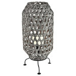 Elk Home - Elk Home Banaue 18" Rattan and Metal Outdoor Table Lamp in Gray/Black - The Banaue, outdoor, table lamp brings the on trend accent of natural, rattan fibres to a patio or deck area. An ideal height for placing next to a sun lounger, the natural rattan is woven around a black metal frame to form the lantern shape of this design.